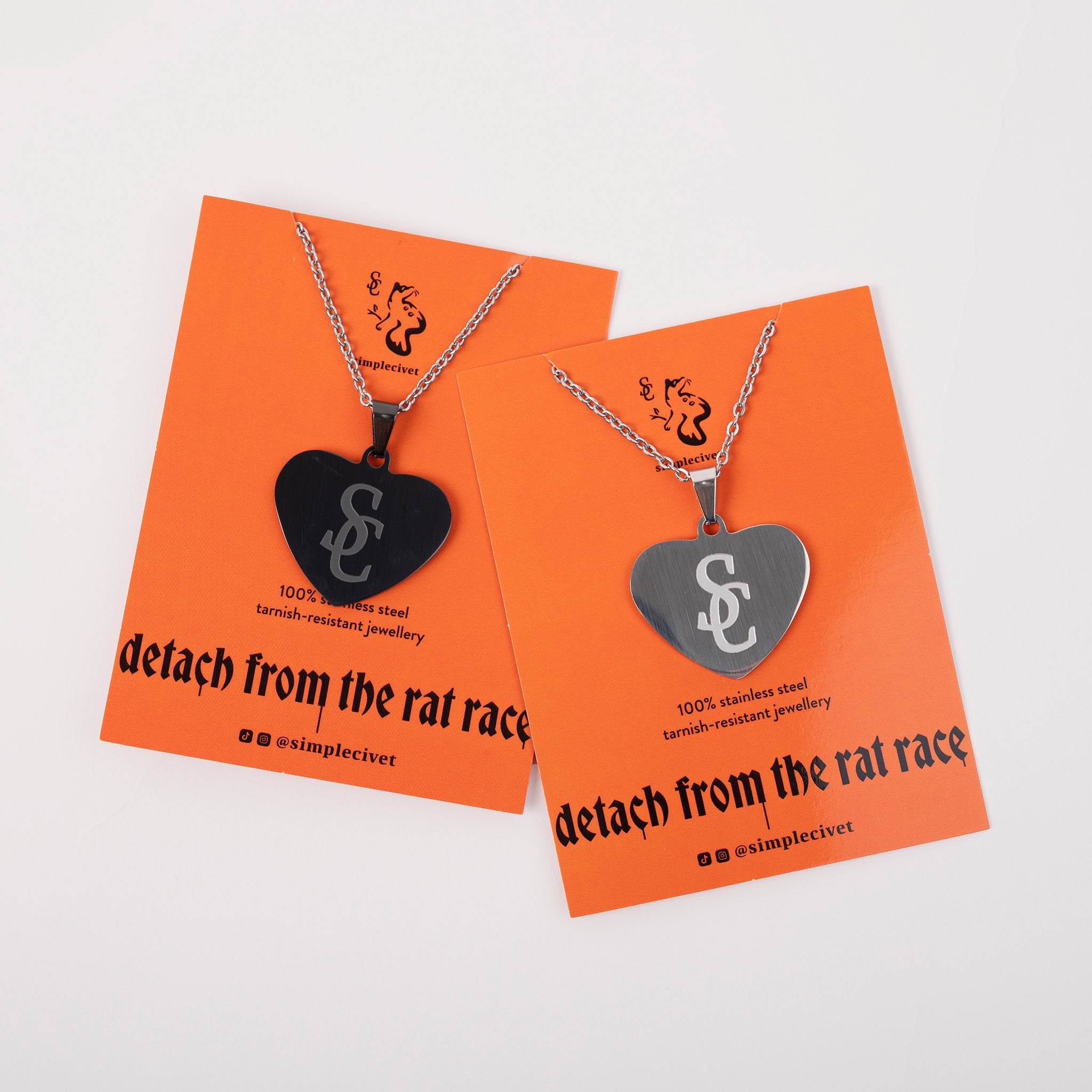 Simplecivet | Tarnish-Resistant Stainless Steel Engraved Necklace – Heart Pendant