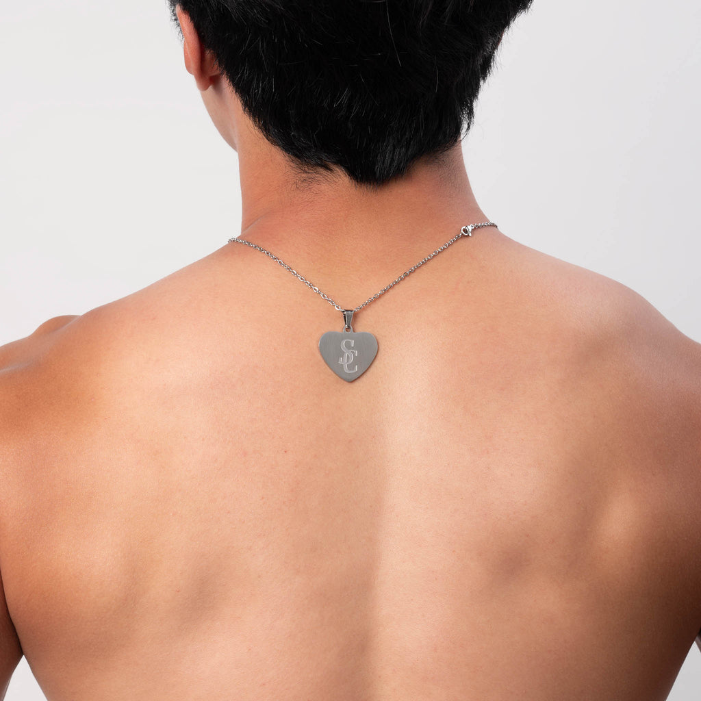 tarnish-resistant stainless steel engraved heart necklace