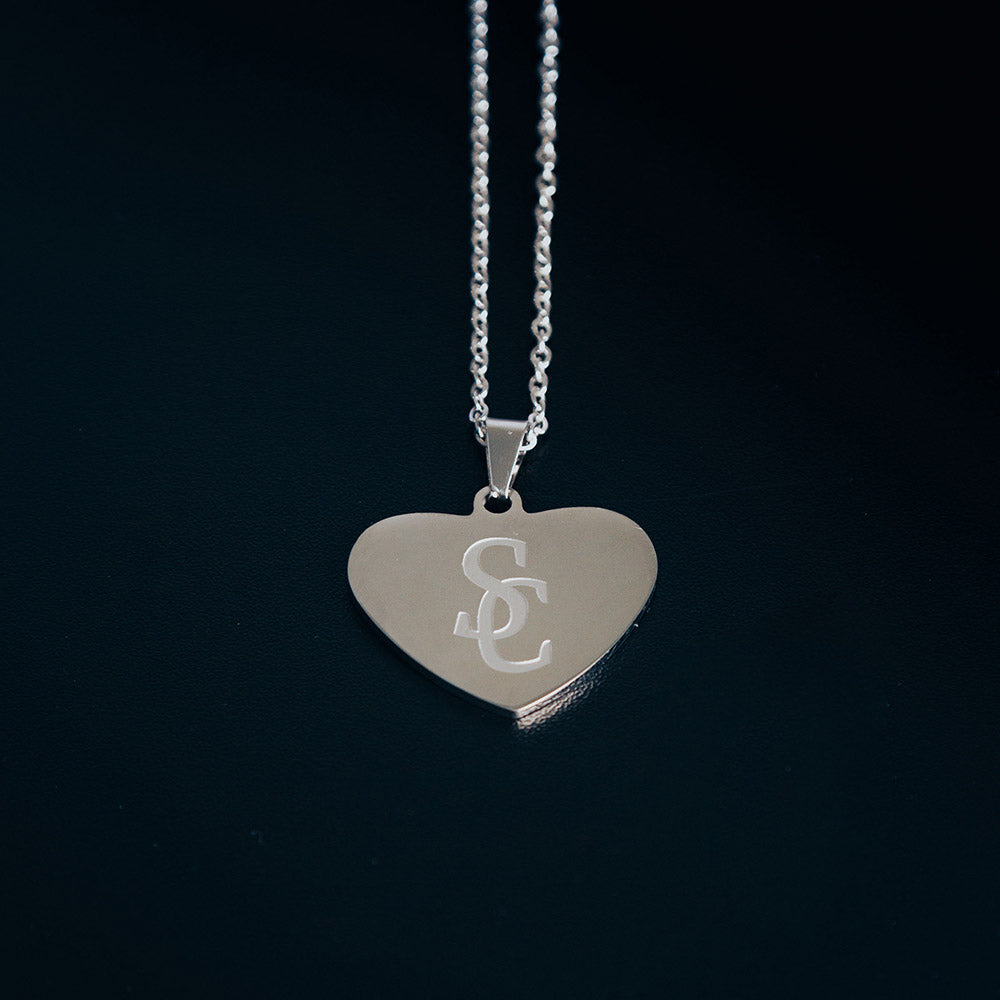 tarnish-resistant stainless steel engraved heart necklace