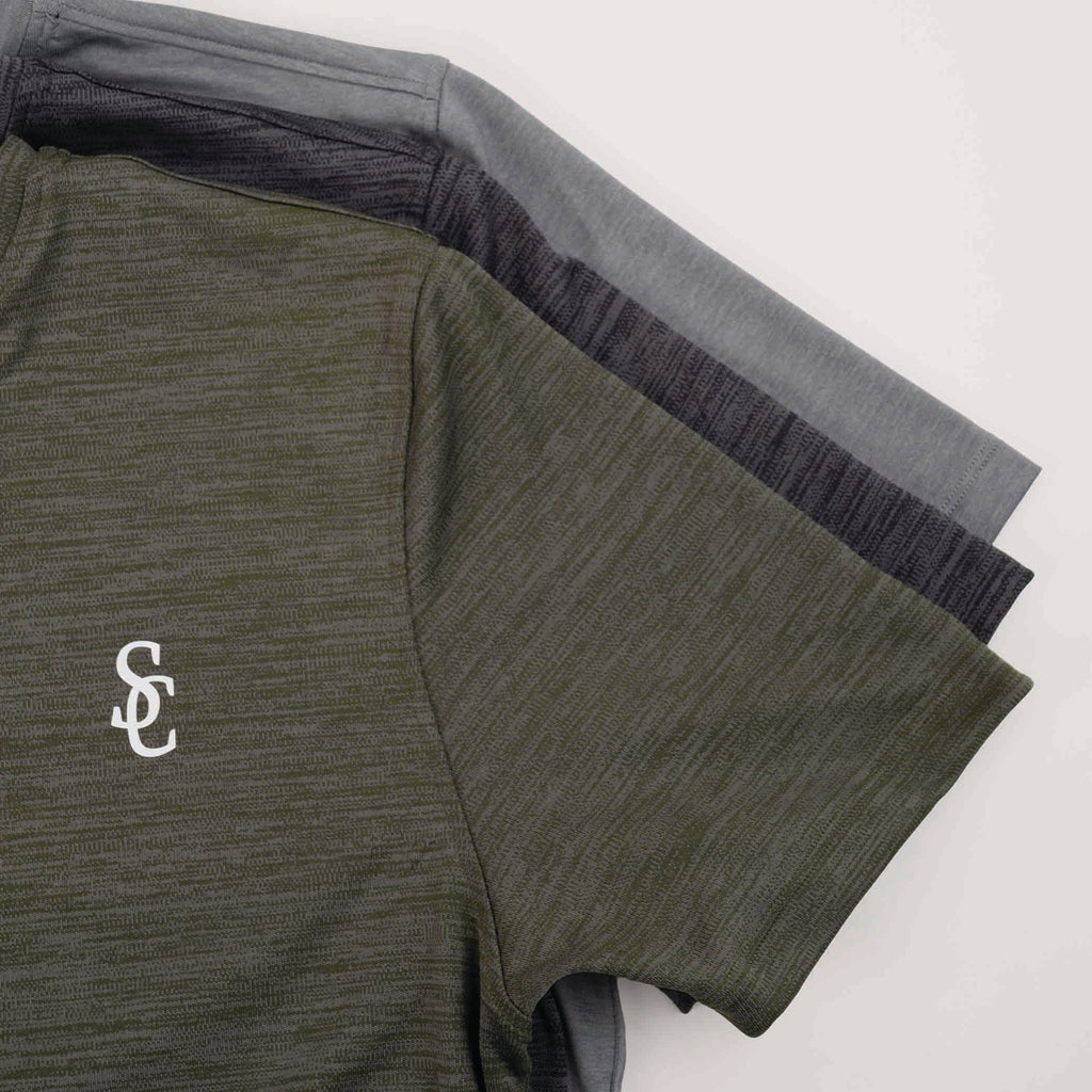 performance t in comfy sweat-wicking fabric and 3 colours