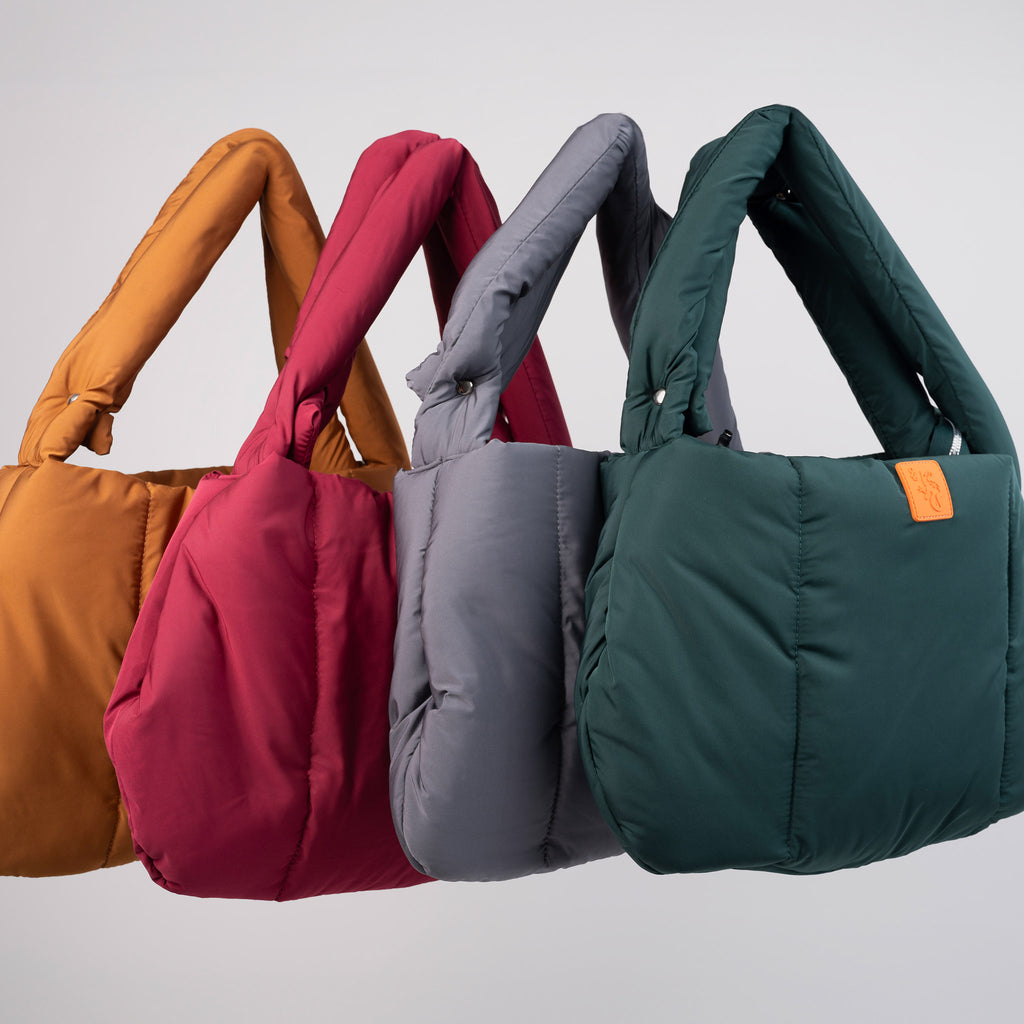 puffer-protect tote bag with adjustable two-way sling