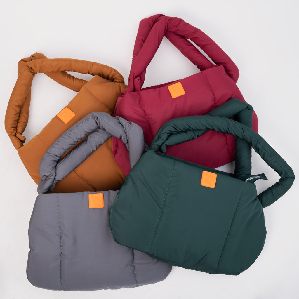 puffer-protect tote bag with adjustable two-way sling