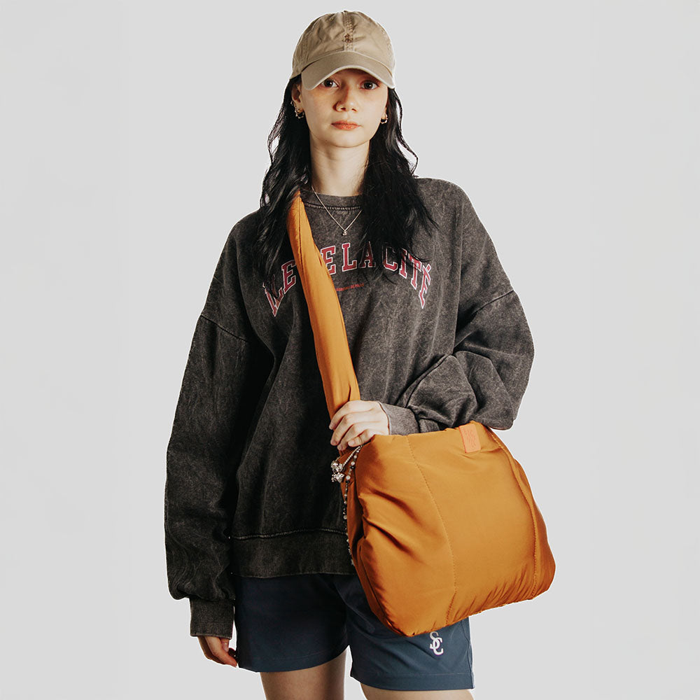 puffer-protect tote bag with adjustable two-way sling