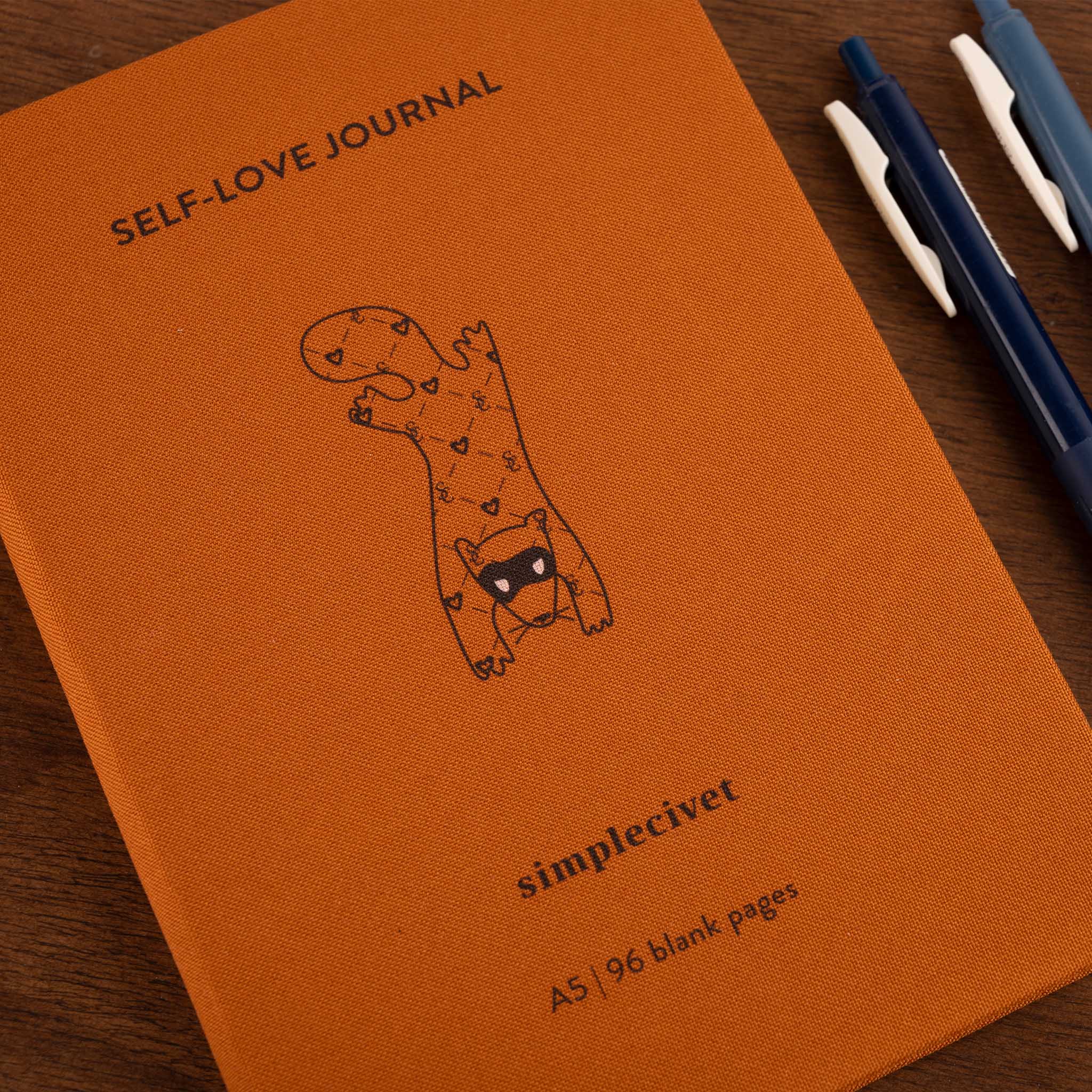 Simplecivet | Blank Self-Love Journal – Minimalist Notebook with Black Ribbon Bookmark