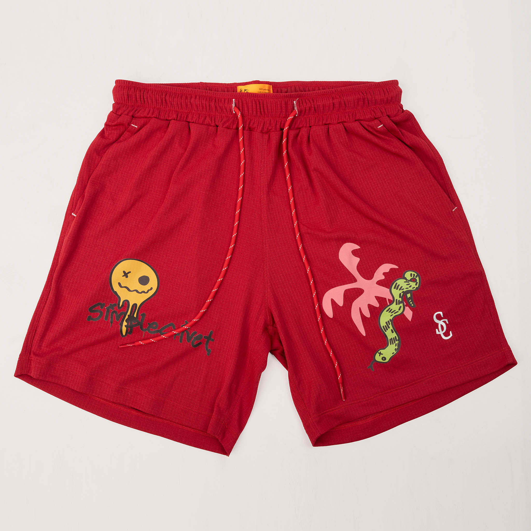 Simplecivet | Graffiti Edition Red Basketball Shorts – Bold Print Sports Shorts
