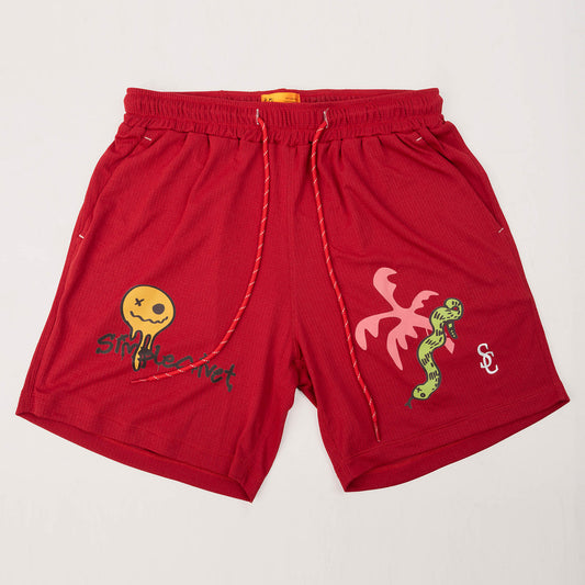 graffiti edition red basketball shorts