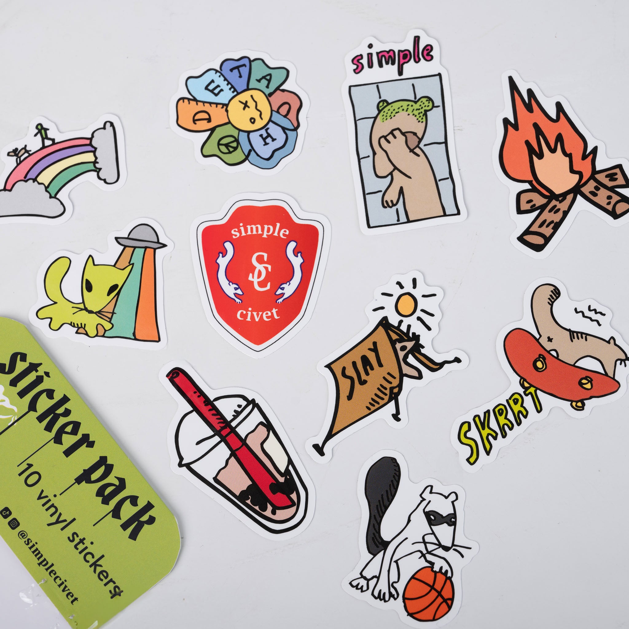 Simplecivet | Vinyl Graphic Sticker Pack – Waterproof & Durable