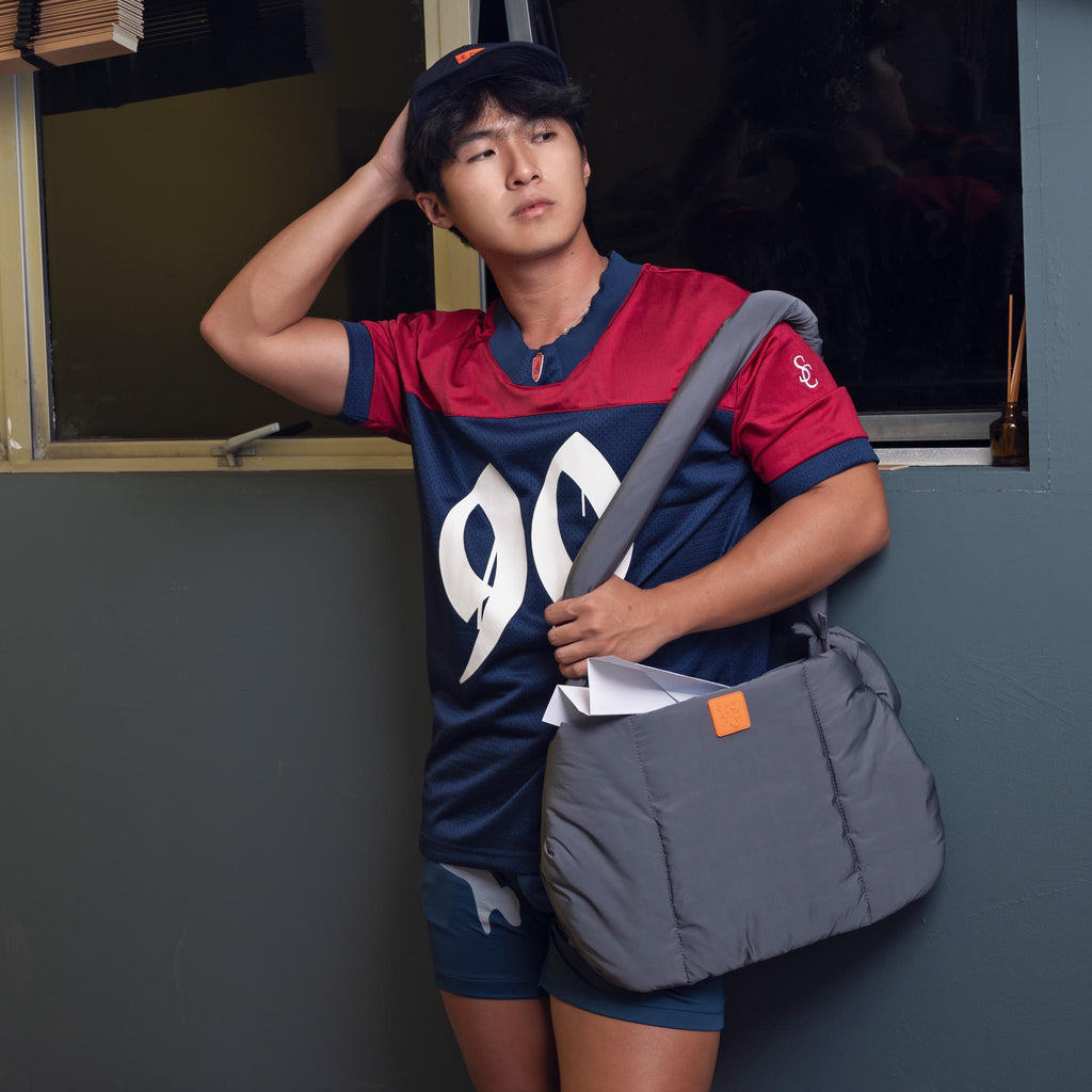 '90s oversized jersey in mesh and nylon
